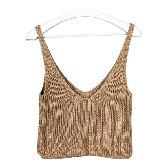 Intermix Linen Cotton Blend Knit Crop Top - Picture 3 of 8